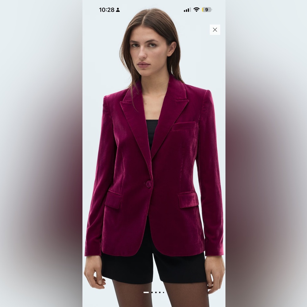 Mango Velvet Blazer in Rich Purple